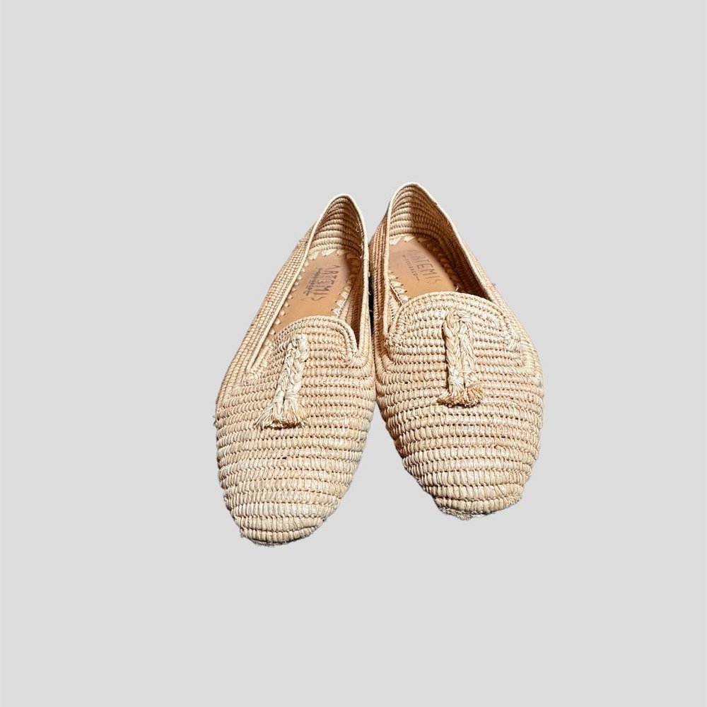 Artemis size 6 moroccan raffia loafers flats slipons